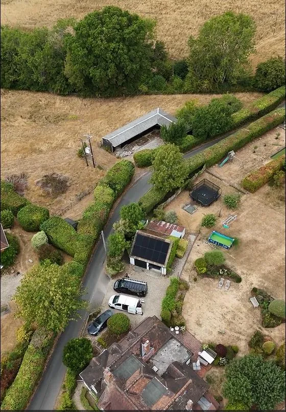 Aerial view of a completed SolarFX installation in Padworth, Berkshire