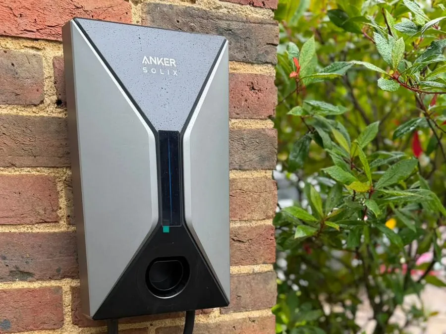 Anker SOLIX EV charger installed on external brickwork
