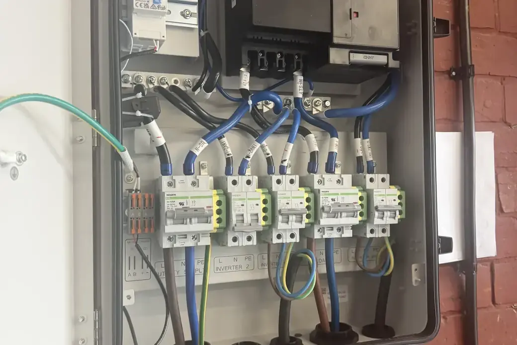 Gateway and protection equipment with breakers and cabling