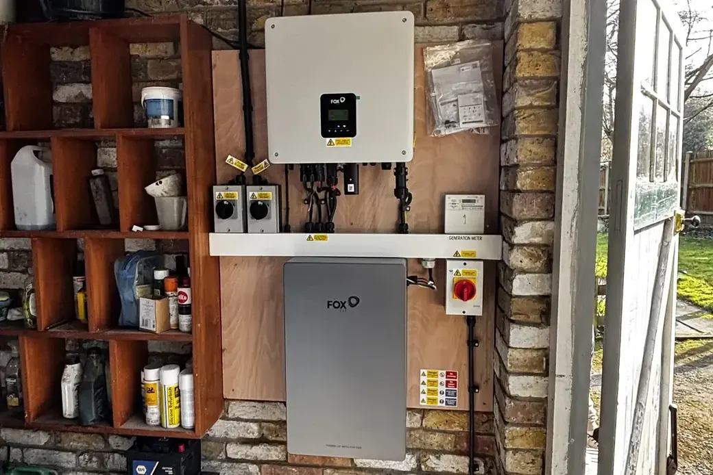 Inverter and associated electrical equipment mounted in an outbuilding