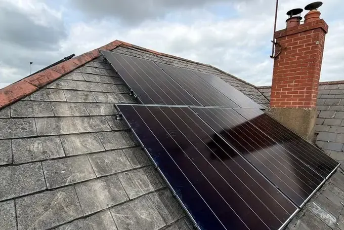 Completed solar array on the tiled roof in Padworth, Berkshire