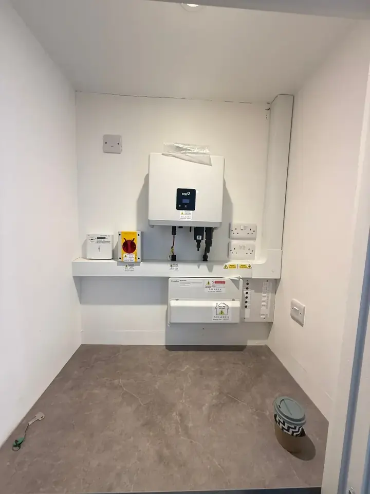 Inverter and switchgear installed together in a dedicated internal area