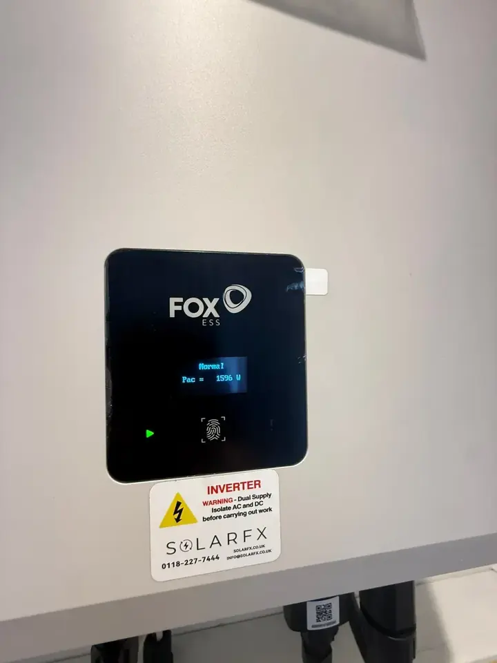 The Fox ESS inverter running after commissioning