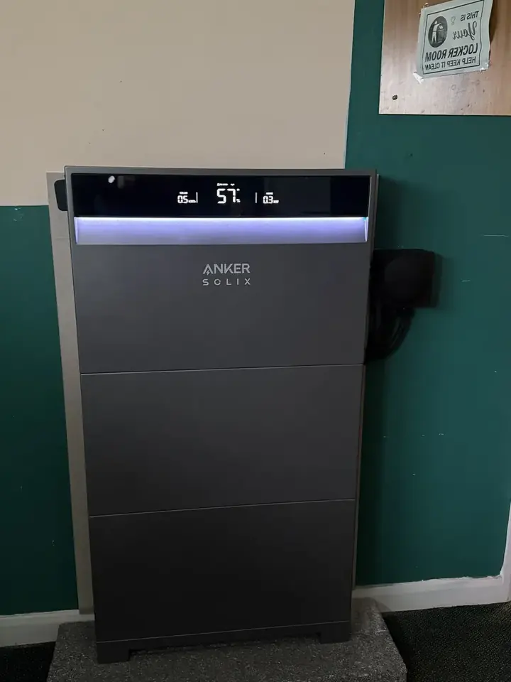 Anker SOLIX X1 battery unit standing against an interior wall