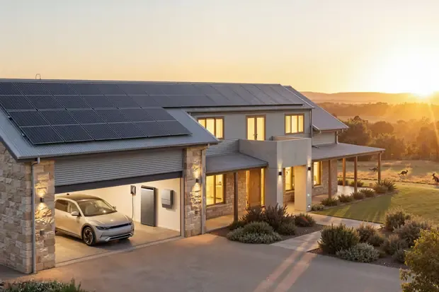 Anker SOLIX X1 storage, power dock and EV charger in a garage (product image supplied by Anker SOLIX)